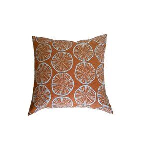 Handmade Decorative Pillow With Orange & White Citrus/Floral Print